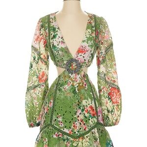 HEMANT & NANDITA Orange Floral Long Sleeve Sundress